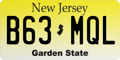 NJ license plate B63MQL