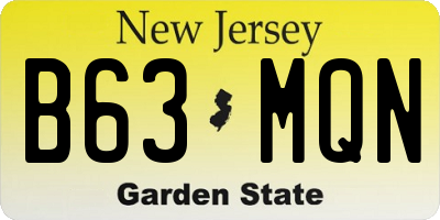 NJ license plate B63MQN
