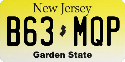 NJ license plate B63MQP