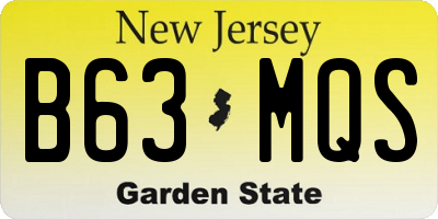 NJ license plate B63MQS