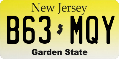 NJ license plate B63MQY
