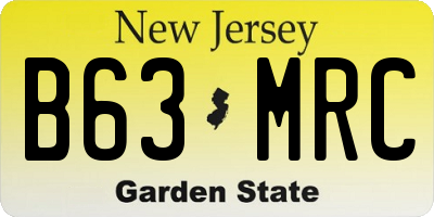 NJ license plate B63MRC