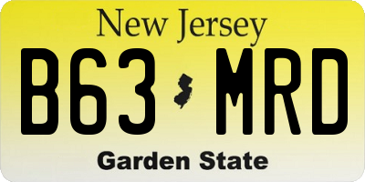 NJ license plate B63MRD