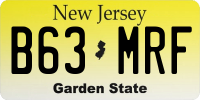 NJ license plate B63MRF