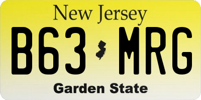 NJ license plate B63MRG