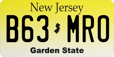 NJ license plate B63MRO