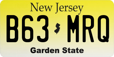 NJ license plate B63MRQ