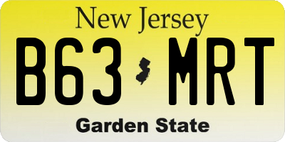 NJ license plate B63MRT