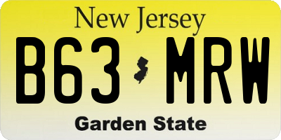 NJ license plate B63MRW