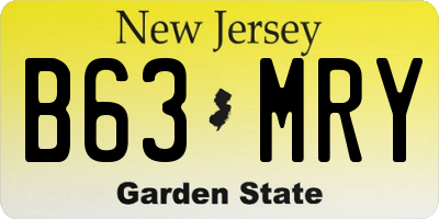 NJ license plate B63MRY