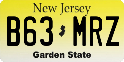NJ license plate B63MRZ