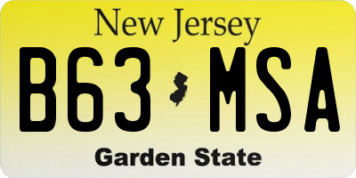 NJ license plate B63MSA