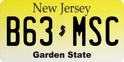 NJ license plate B63MSC
