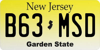NJ license plate B63MSD