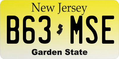 NJ license plate B63MSE