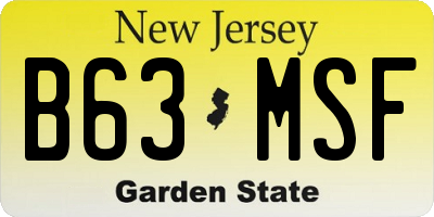 NJ license plate B63MSF