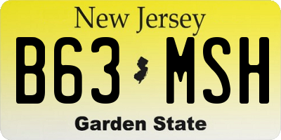 NJ license plate B63MSH