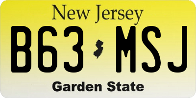 NJ license plate B63MSJ