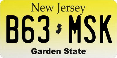 NJ license plate B63MSK