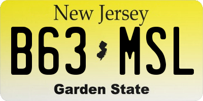 NJ license plate B63MSL
