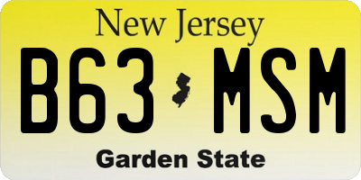 NJ license plate B63MSM