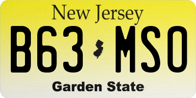 NJ license plate B63MSO