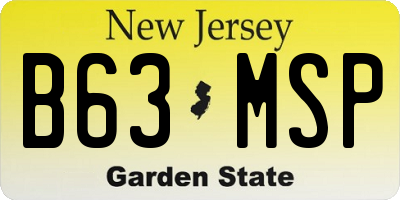 NJ license plate B63MSP