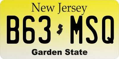 NJ license plate B63MSQ