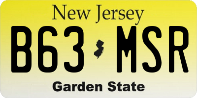 NJ license plate B63MSR