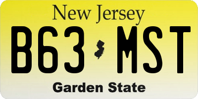 NJ license plate B63MST