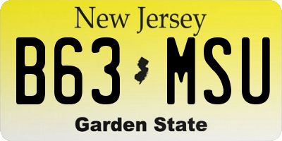 NJ license plate B63MSU