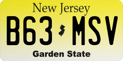 NJ license plate B63MSV
