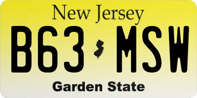 NJ license plate B63MSW