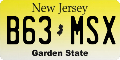 NJ license plate B63MSX