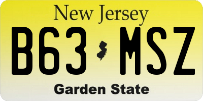 NJ license plate B63MSZ