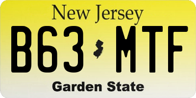 NJ license plate B63MTF