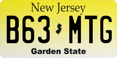 NJ license plate B63MTG