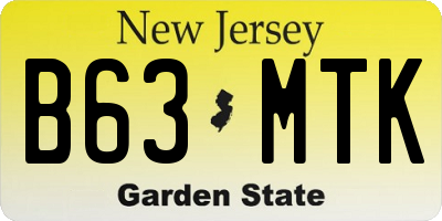 NJ license plate B63MTK