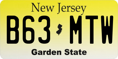 NJ license plate B63MTW