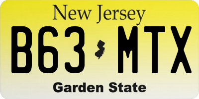 NJ license plate B63MTX