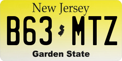 NJ license plate B63MTZ