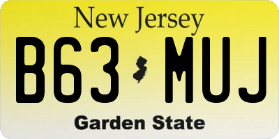 NJ license plate B63MUJ