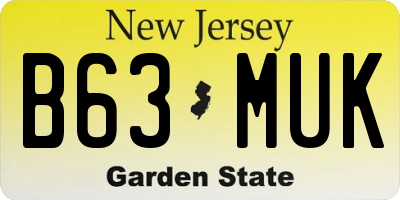 NJ license plate B63MUK