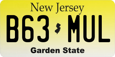 NJ license plate B63MUL