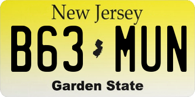 NJ license plate B63MUN