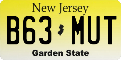 NJ license plate B63MUT