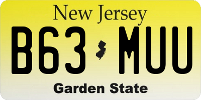 NJ license plate B63MUU
