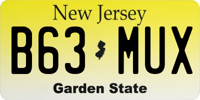 NJ license plate B63MUX