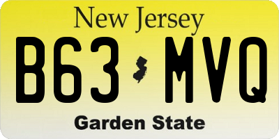 NJ license plate B63MVQ