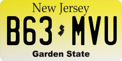NJ license plate B63MVU